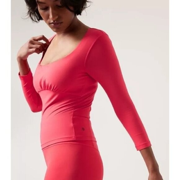 Athleta Shanti Scoop Top Coral Pink Small - Picture 2 of 8